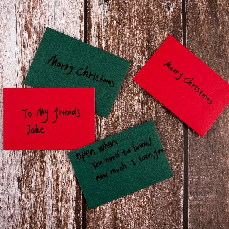 Homtable 120 Pack Mini Envelopes Christmas Red and Green Envelopes Self-Adhesive Kraft Paper Tiny Pockets for Holiday Small Gift Cards Invitations Business Notes(4.13"Ã—2.76") (Green) - Image 4